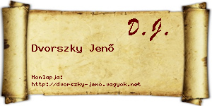 Dvorszky Jenő névjegykártya